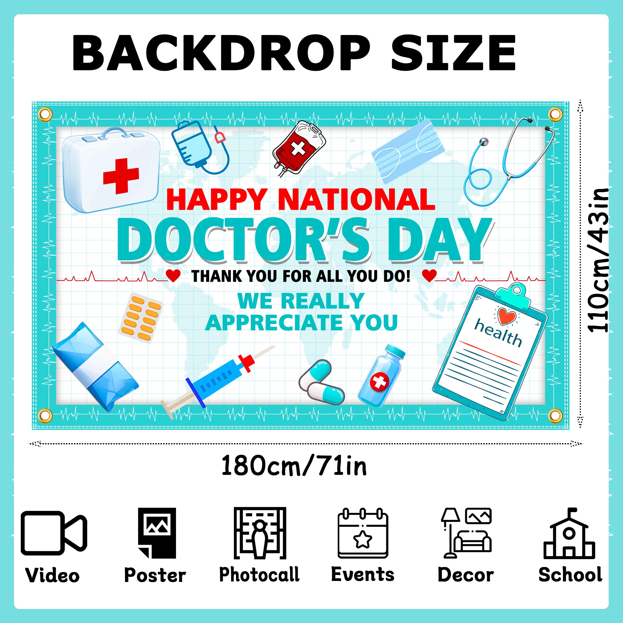 Jaailee Doctor's Day banner shows fade-proof print, suitable for long events