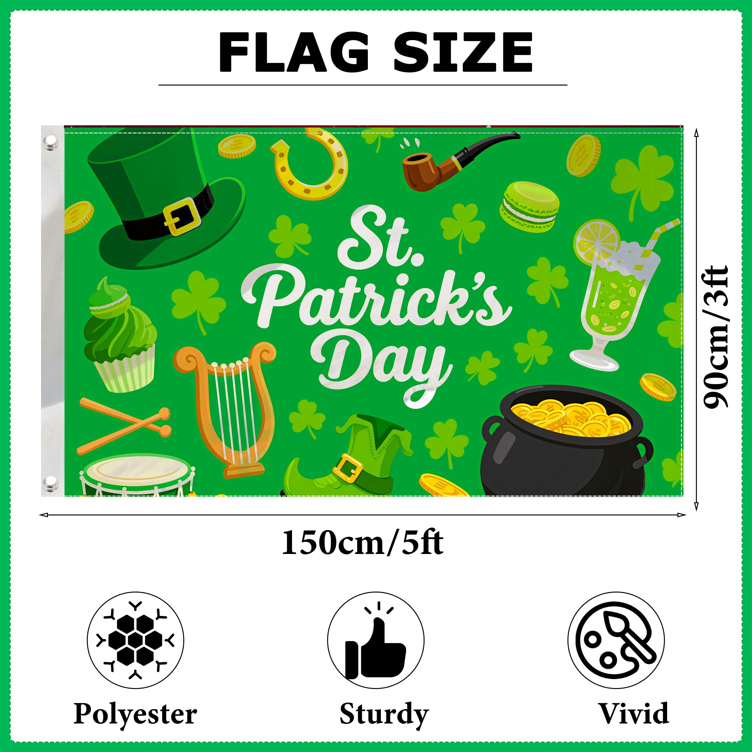 Jaailee double-sided St Patrick's Day flag for versatile display