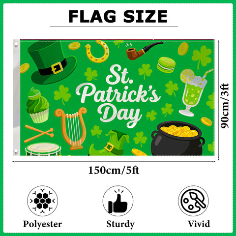 Jaailee double-sided St Patrick's Day flag for versatile display