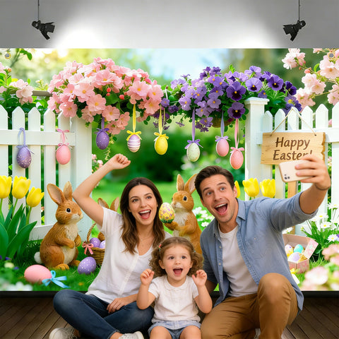 Jaailee Easter backdrop lawn fence background enhances outdoor party photos.