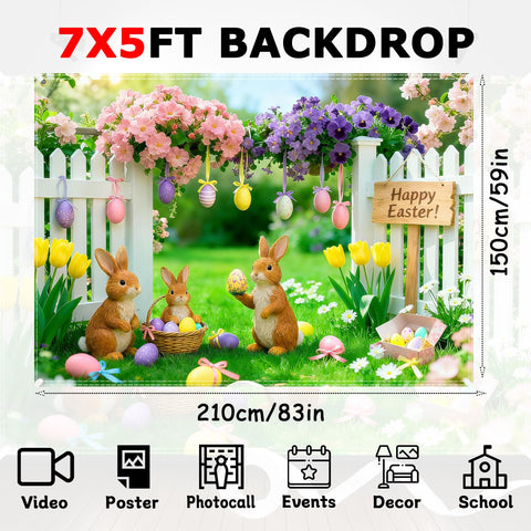 Jaailee Easter backdrop rabbits eggs banner ideal for spring party shoots.
