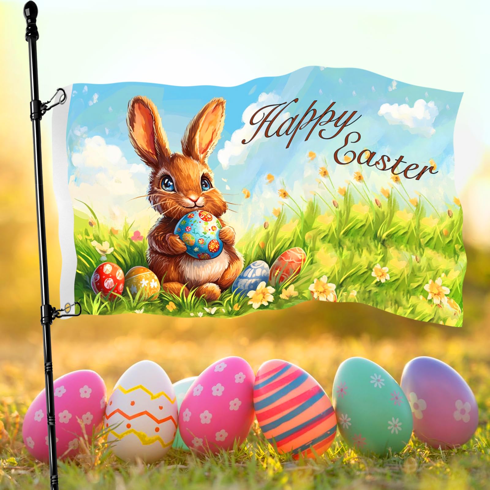 Jaailee Easter flag with two grommets for easy mounting