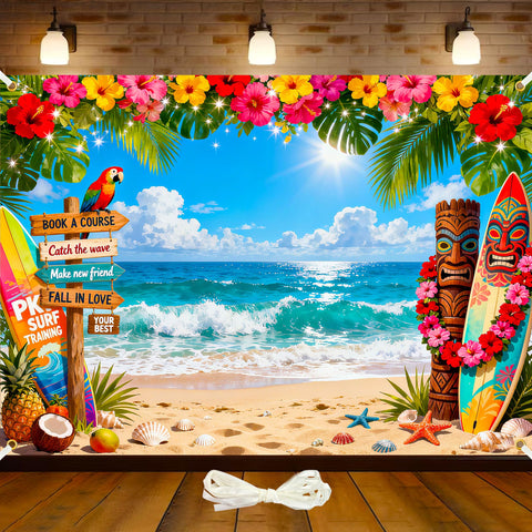 Jaailee 7x5ft Hawaiian backdrop with beach scene for photos and parties