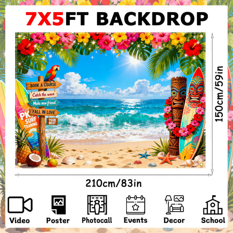 Jaailee Hawaiian backdrop featuring tropical flowers and palm leaves for vibrant shots
