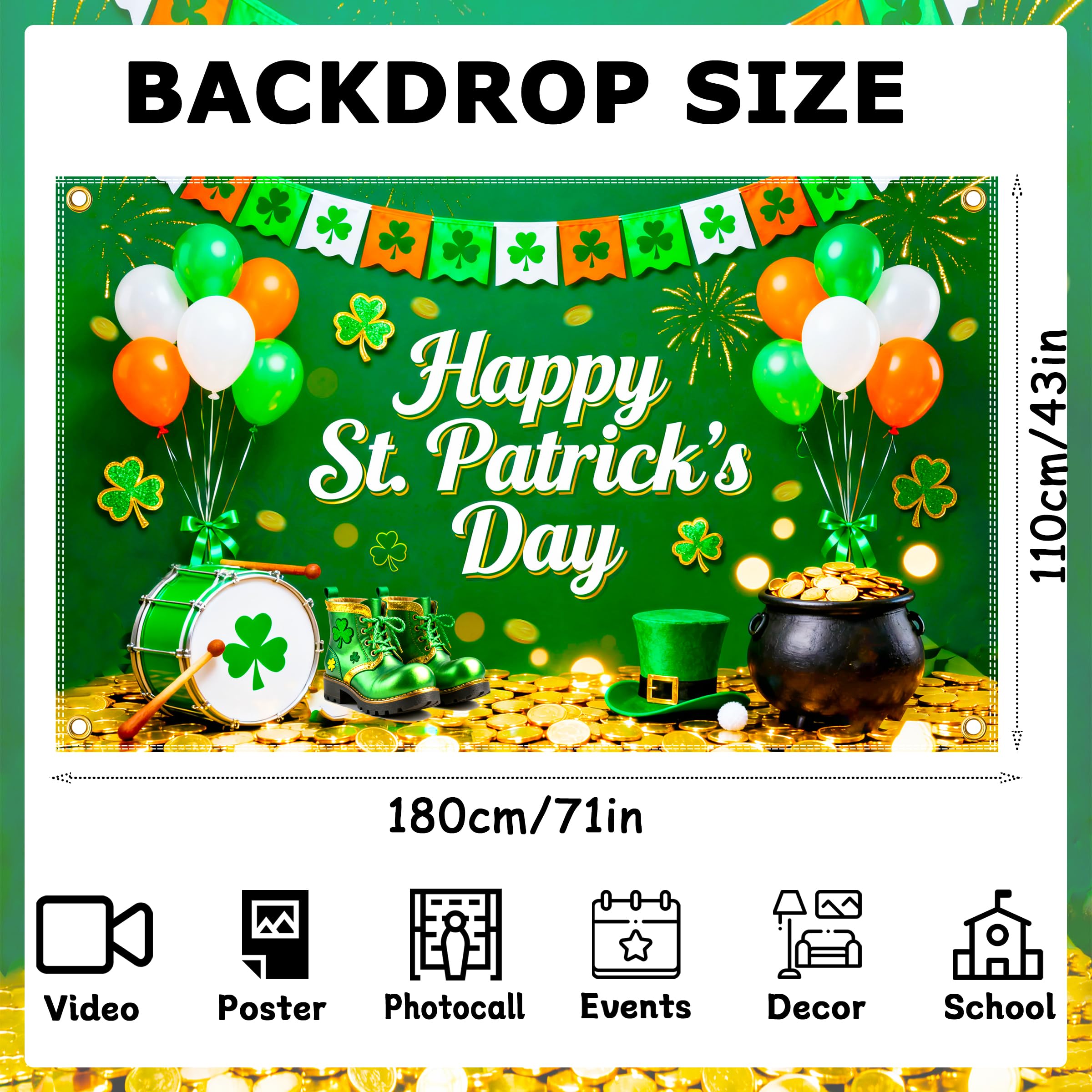 Jaailee St Patrick's Day banner with ribbon included for quick setup and display.