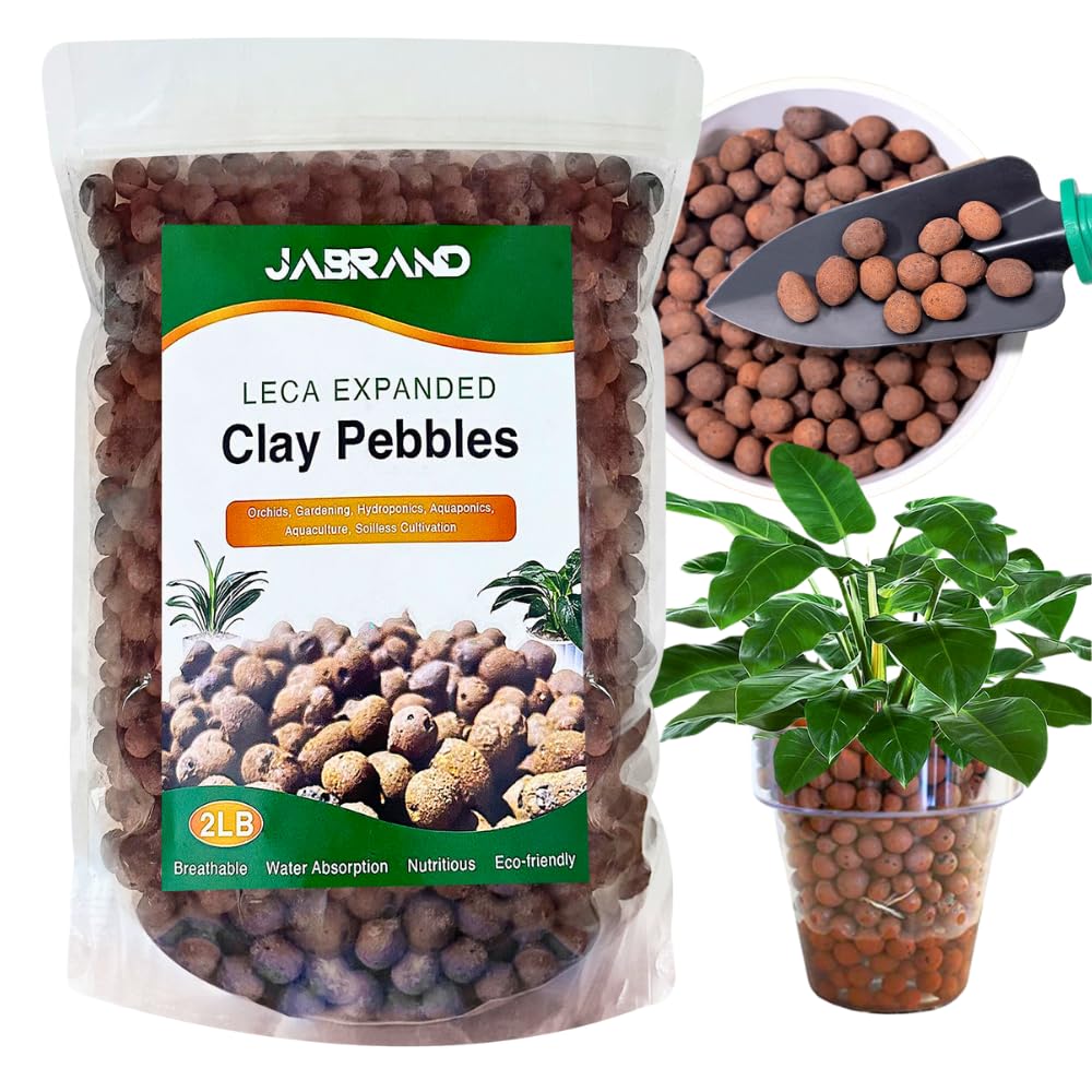 Jabrand LECA clay pebbles pack 2lb for versatile planting and drainage