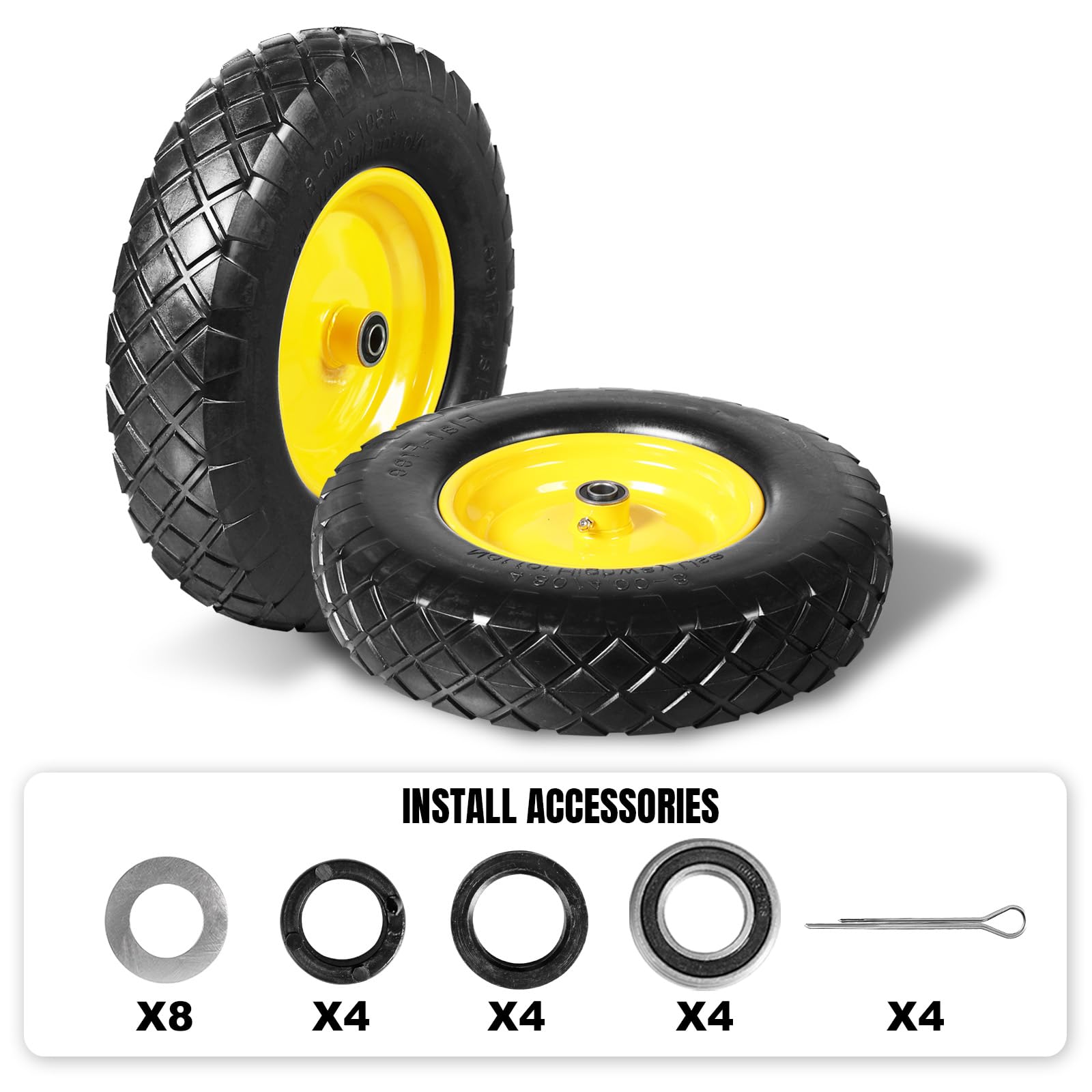 Jack Boss flat-free 16-inch wheelbarrow tire in a two-pack for garden carts