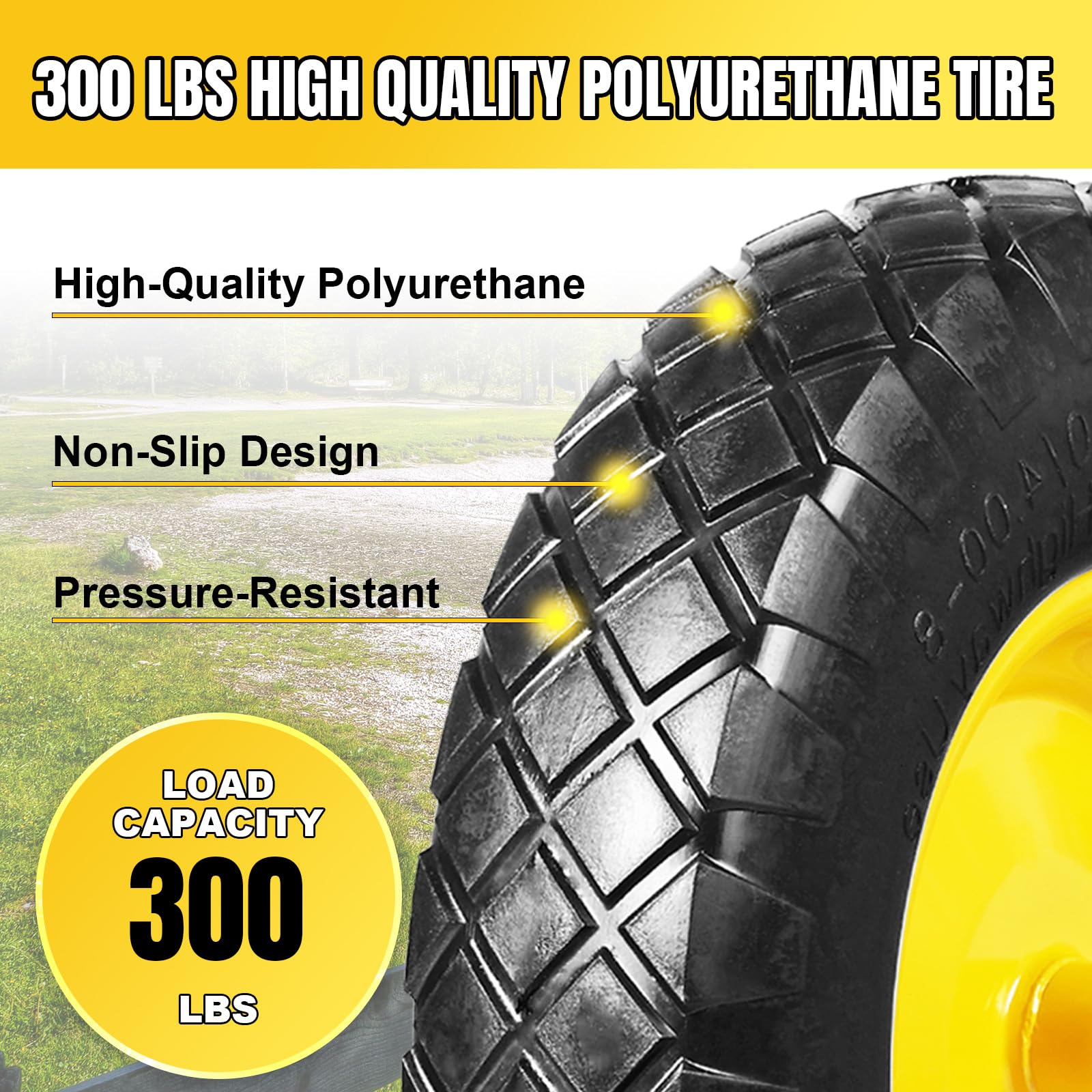 Jack Boss hand truck solid rubber tire for durable outdoor use