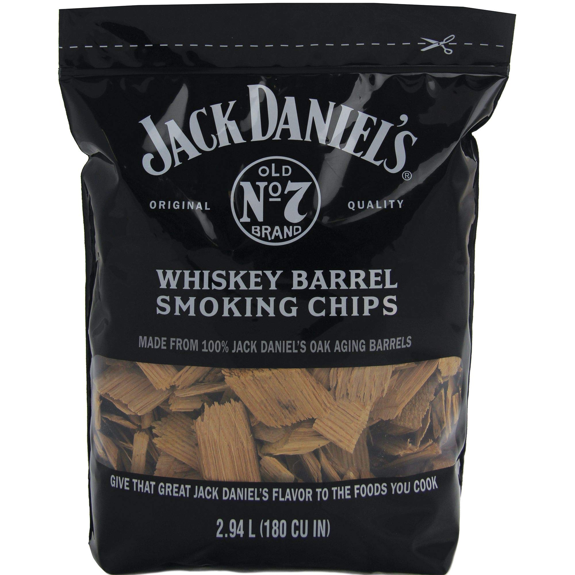 Jack Daniel's barrel-aged chips crafted from real whiskey barrels for rich smoke.