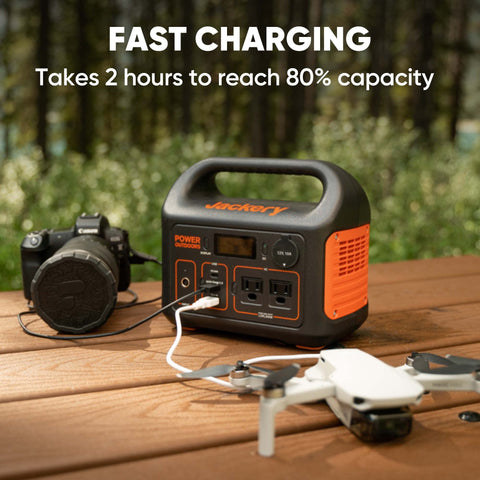 Jackery Explorer 300 multi-port design charges multiple devices simultaneously