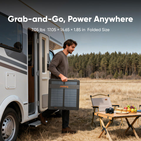 Jackery SolarSaga 100W Air bifacial generation boosts energy in low light.
