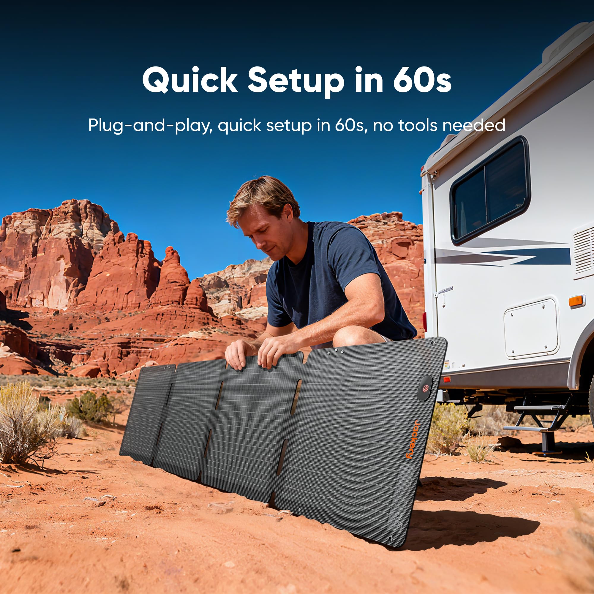 Jackery SolarSaga 100W Air portable for outdoor use and camping.