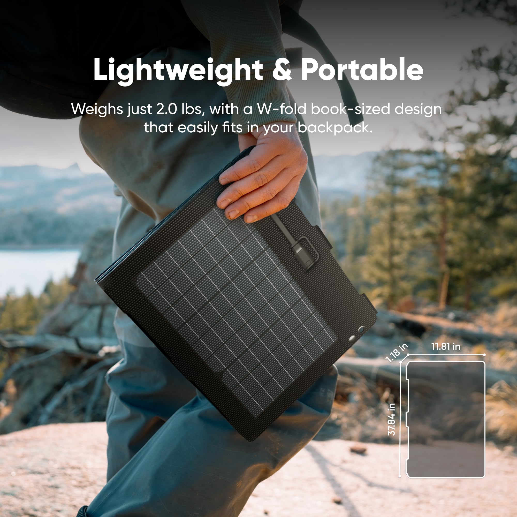 Jackery SolarSaga 40W Air bifacial panel captures light on both sides for better output.