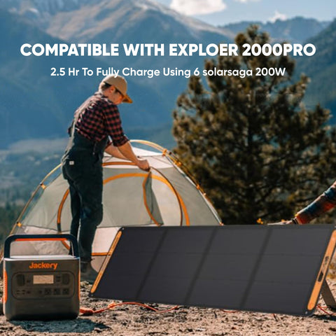 Jackery SolarSaga easy 10-second setup with ergonomic carry handle.