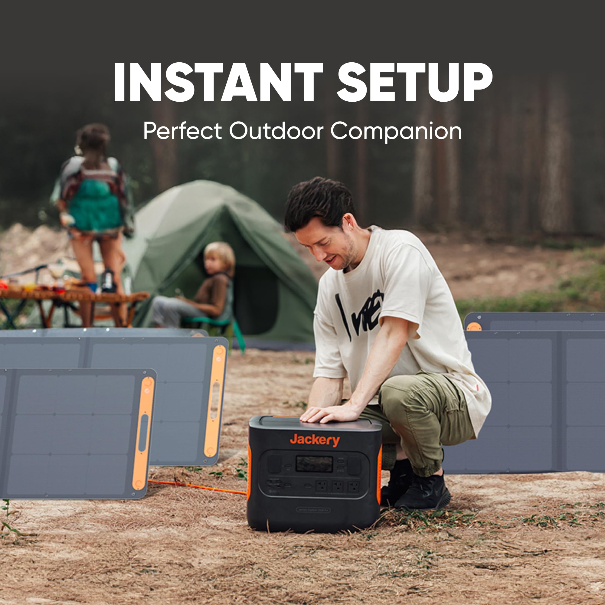 Jackery SolarSaga rugged, weather-resistant panel for varied outdoor conditions.