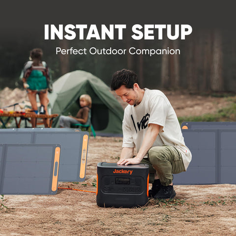 Jackery SolarSaga rugged, weather-resistant panel for varied outdoor conditions.