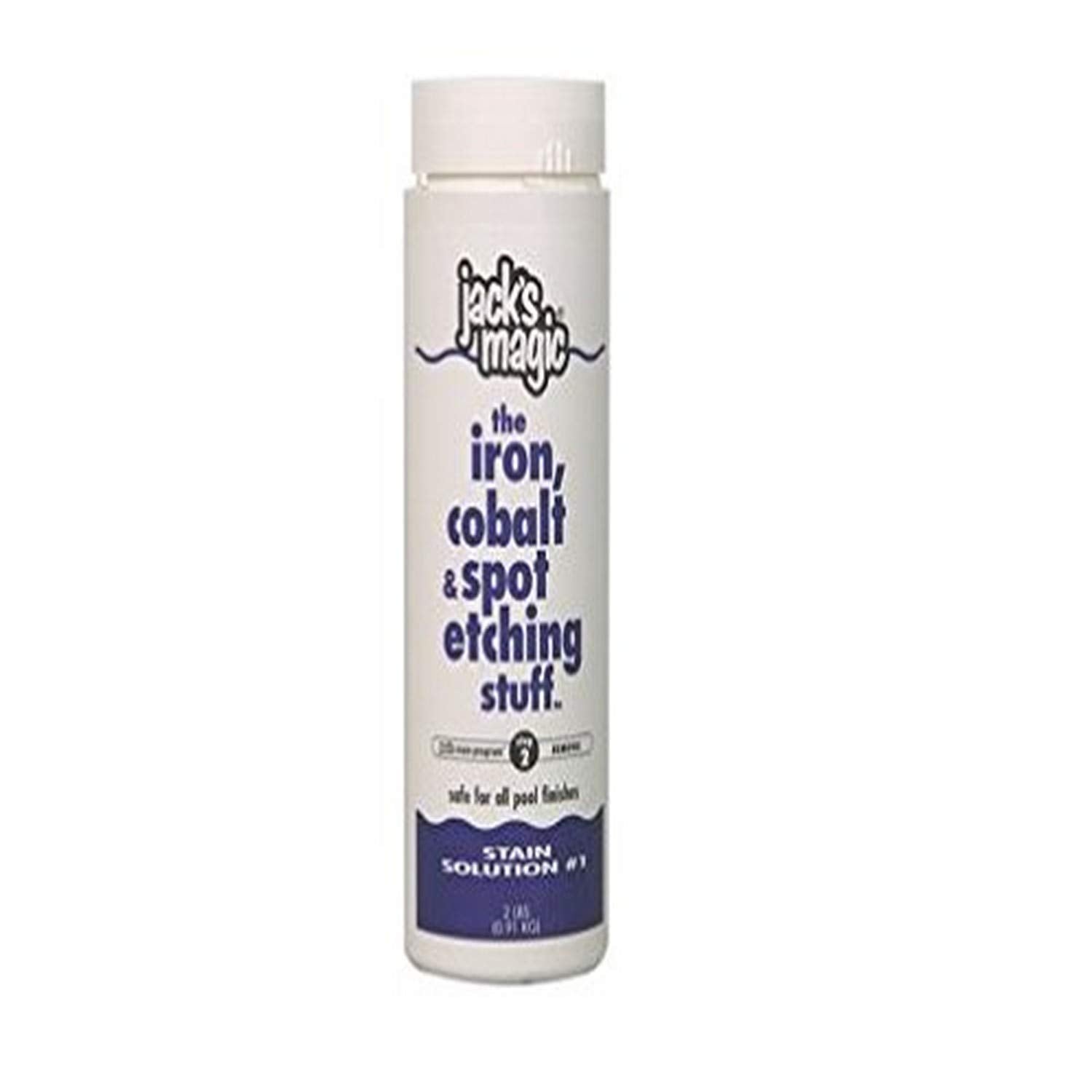 Jack's Magic JMIRON2 removes iron and cobalt stains from pool surfaces
