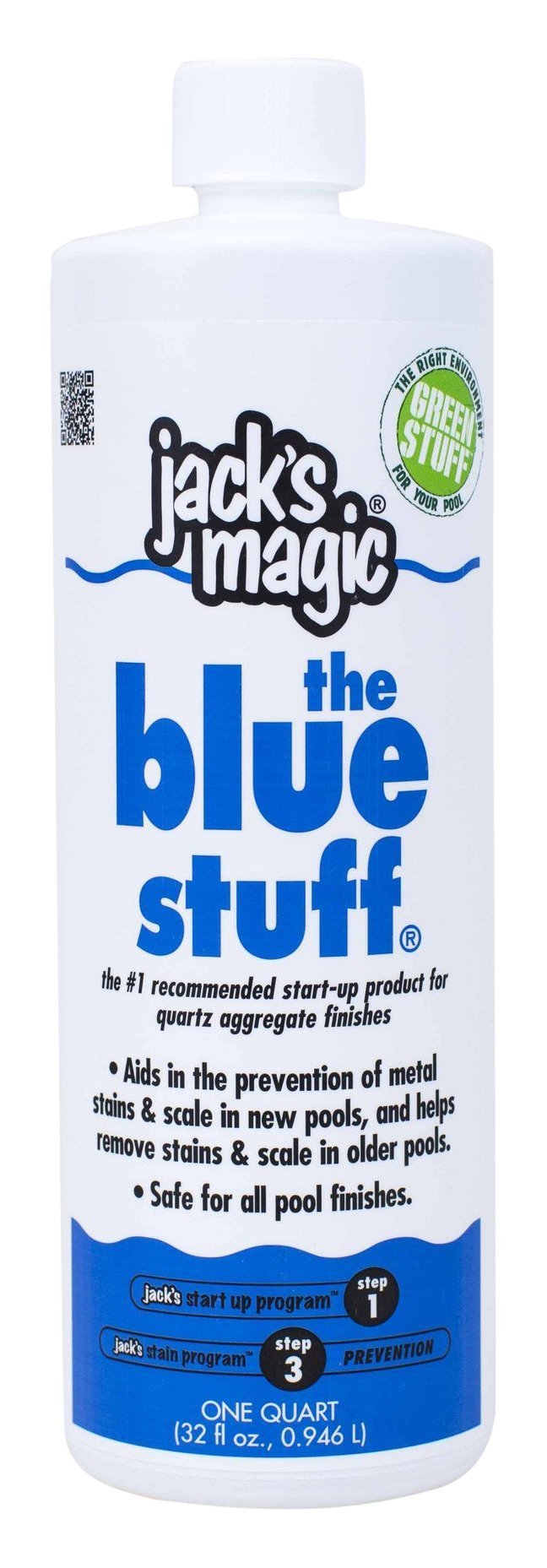 Jack's Magic Blue Stuff bottle pour for pool care and stain prevention