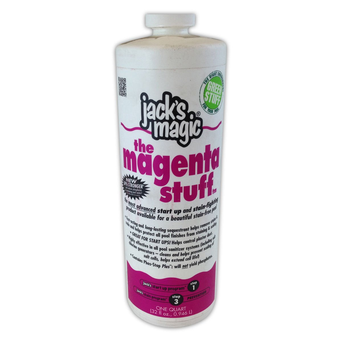 Jack's Magic Magenta Metal Solution 32oz bottle protects and cleans metal surfaces.