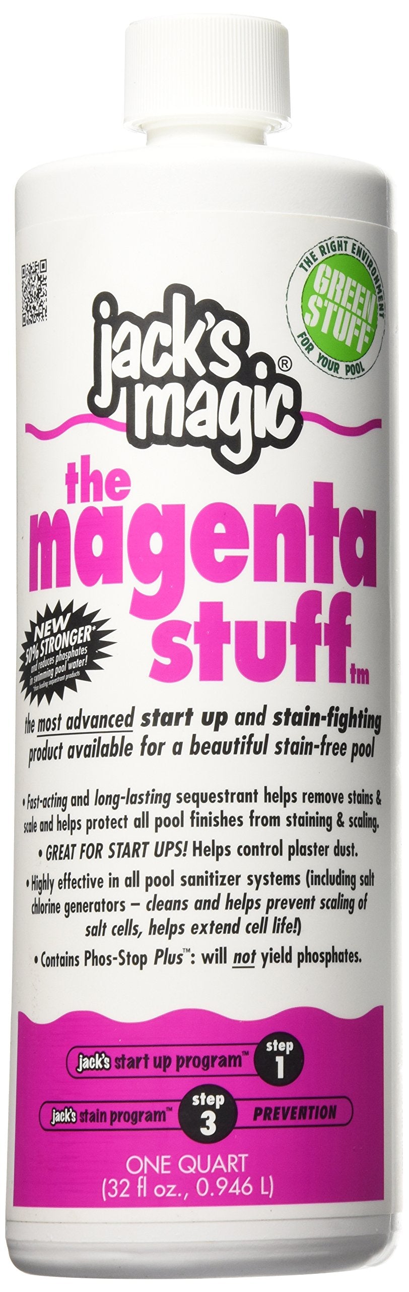 Jack's Magic The Magenta Stuff in use; helps prevent scaling in saltwater pools.