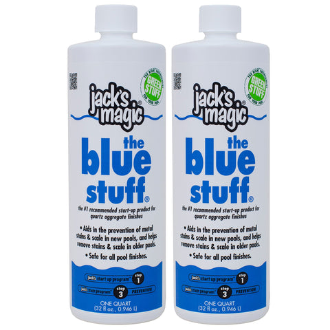 Jack's Magic The Blue Stuff 2-pack bottle for removing mineral stains in plaster pools