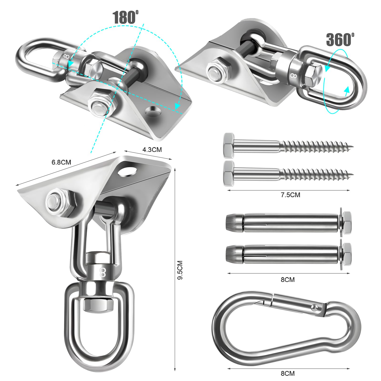 JACNITAD 360 degree rotating hook enables untangled hammock movement