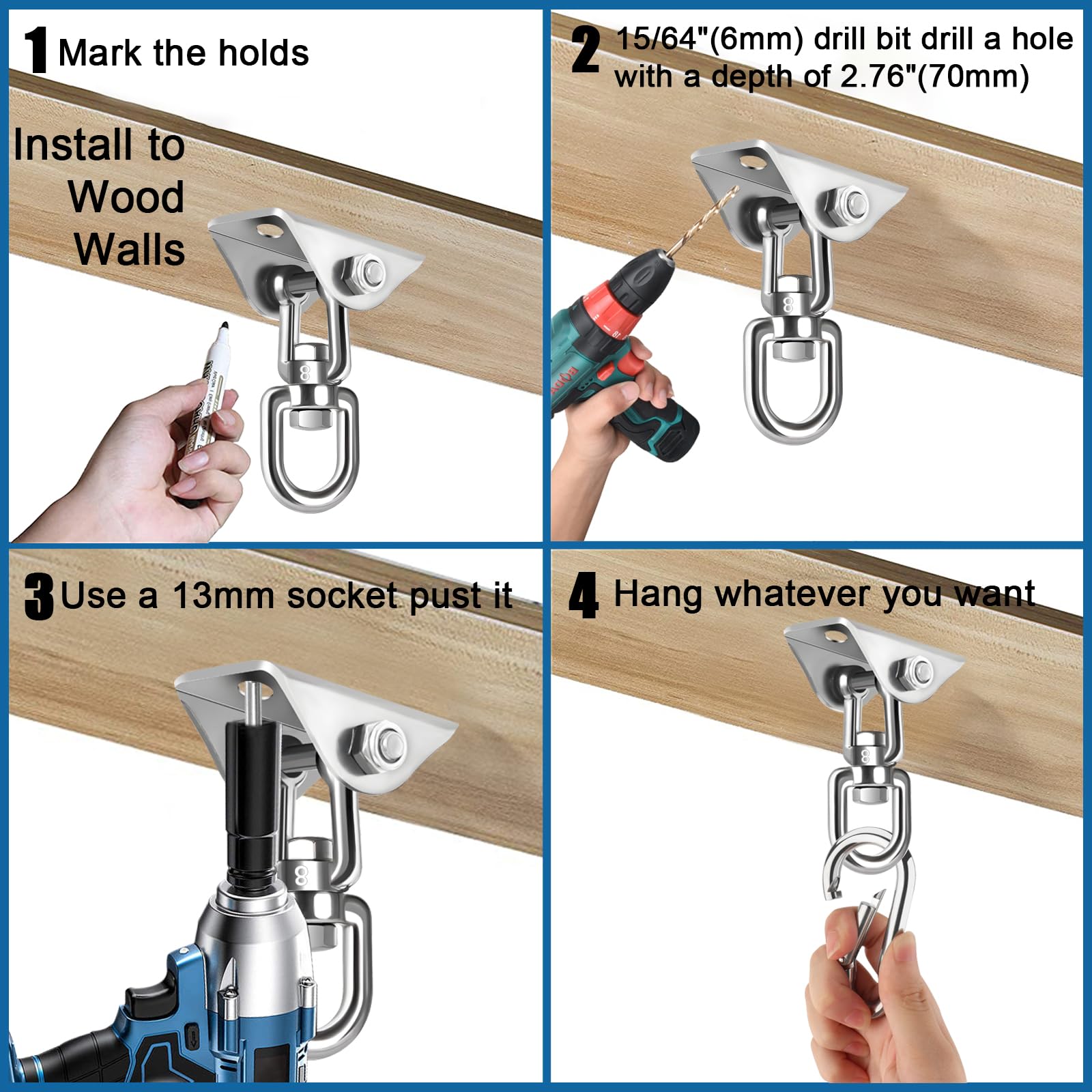 JACNITAD versatile hanging kit for hammocks chairs and swings