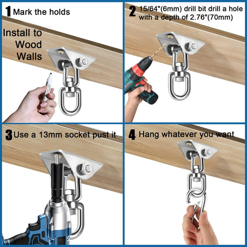 JACNITAD versatile hanging kit for hammocks chairs and swings