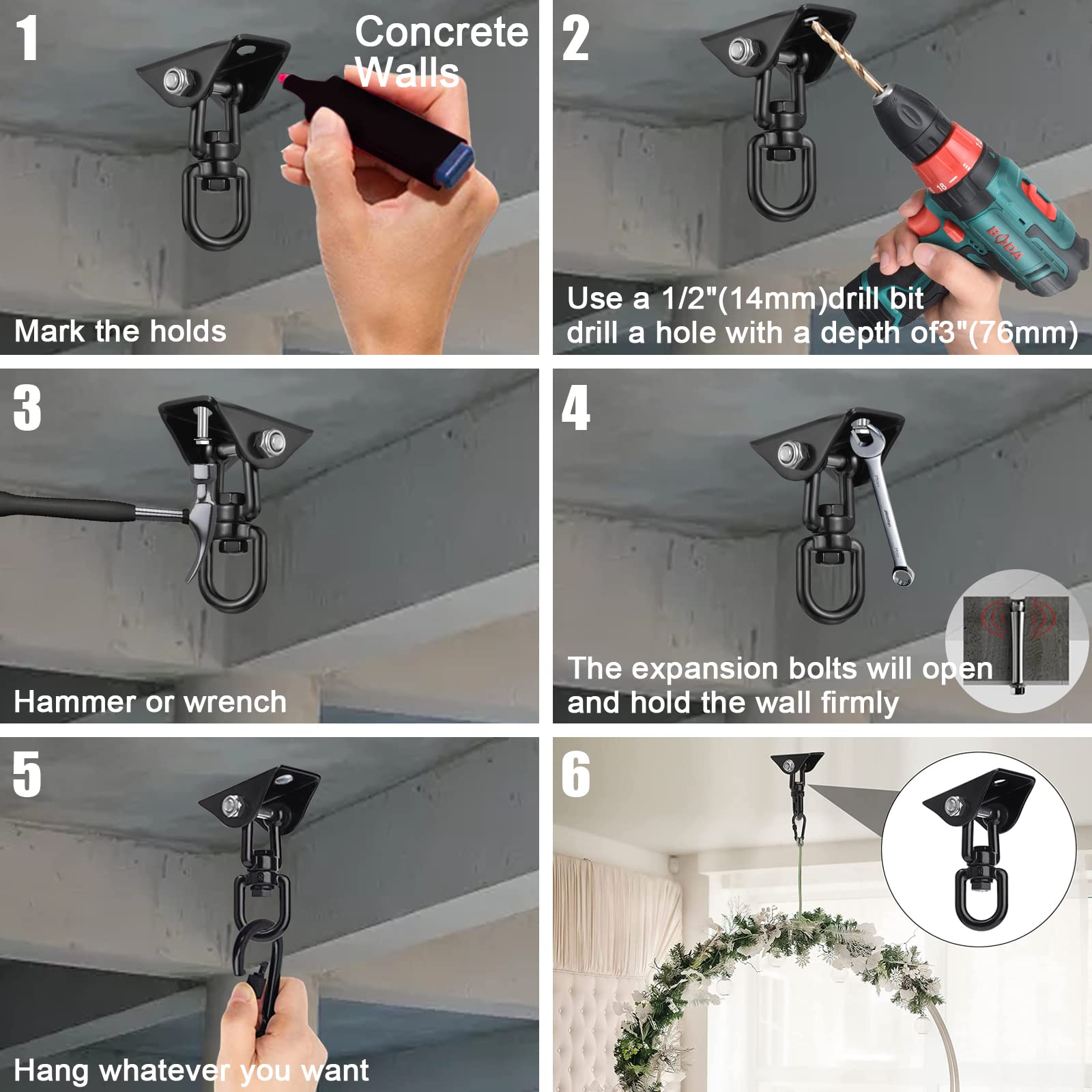 JACNITAD application setup demonstrates hammock, chair, or swing hanging options