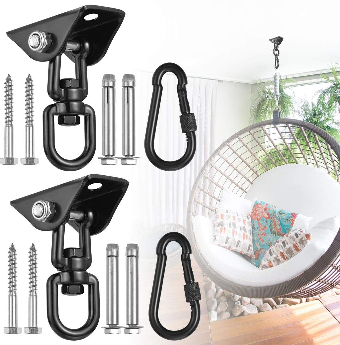 JACNITAD hammock hanging kit base secures to ceilings for sturdy setups