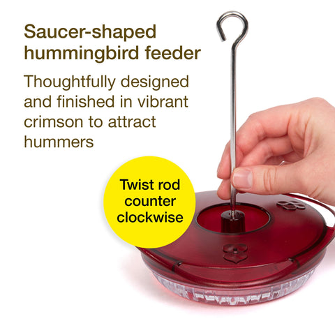 Jacobi Jayne Outdoor hanging feeder mounted on a hook for balconies.
