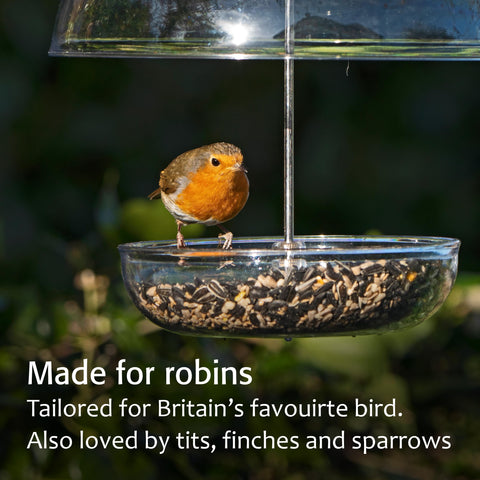 Jacobi Jayne Pearl Feeder with dome cover protecting mealworms.