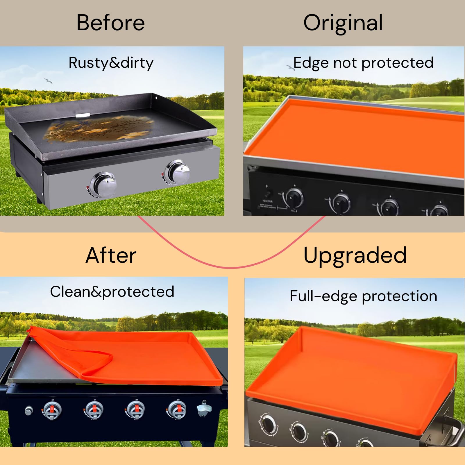 Jacooxi orange silicone mat adds vibrant color and practical protection.