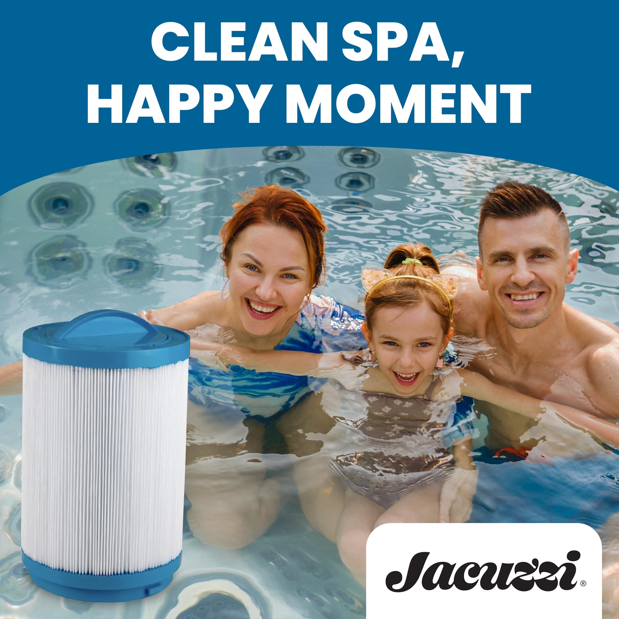 Jacuzzi spa filter with easy installation slides in without tools for quick maintenance.