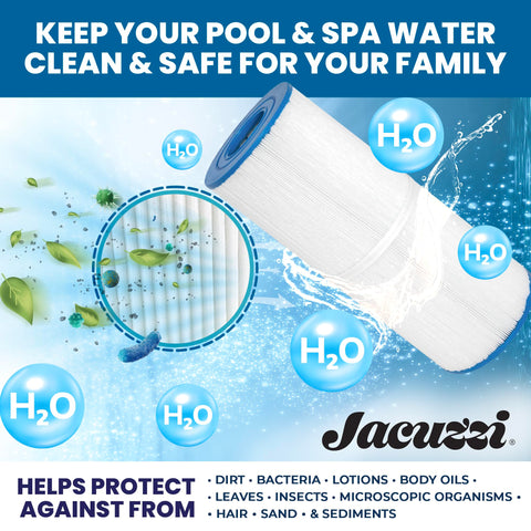 Jacuzzi filter in use near spa components reduces debris buildup