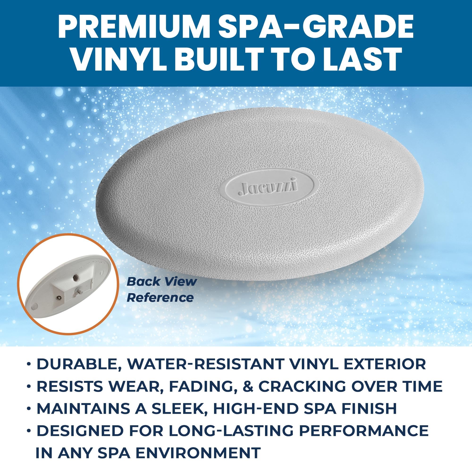 Jacuzzi J-200 Series pillow demonstrating ergonomic oval cradle