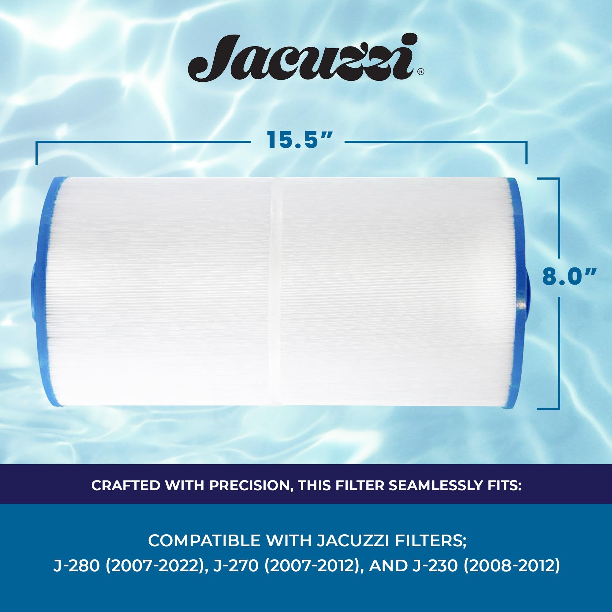 Jacuzzi ProClear pleated media wall highlighting durable filtration and steady flow