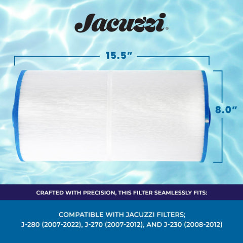 Jacuzzi ProClear pleated media wall highlighting durable filtration and steady flow