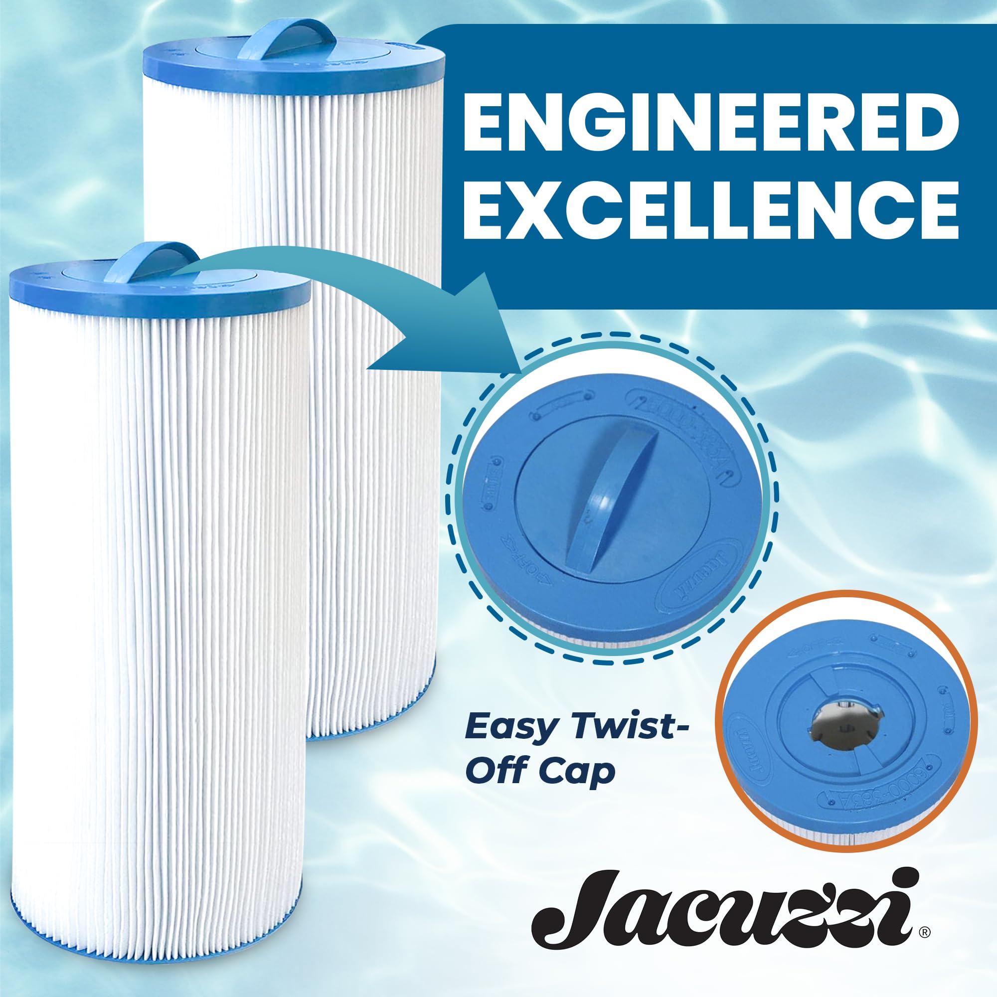 Jacuzzi ProClear II water-flow-optimised filtration supports steady spa circulation.