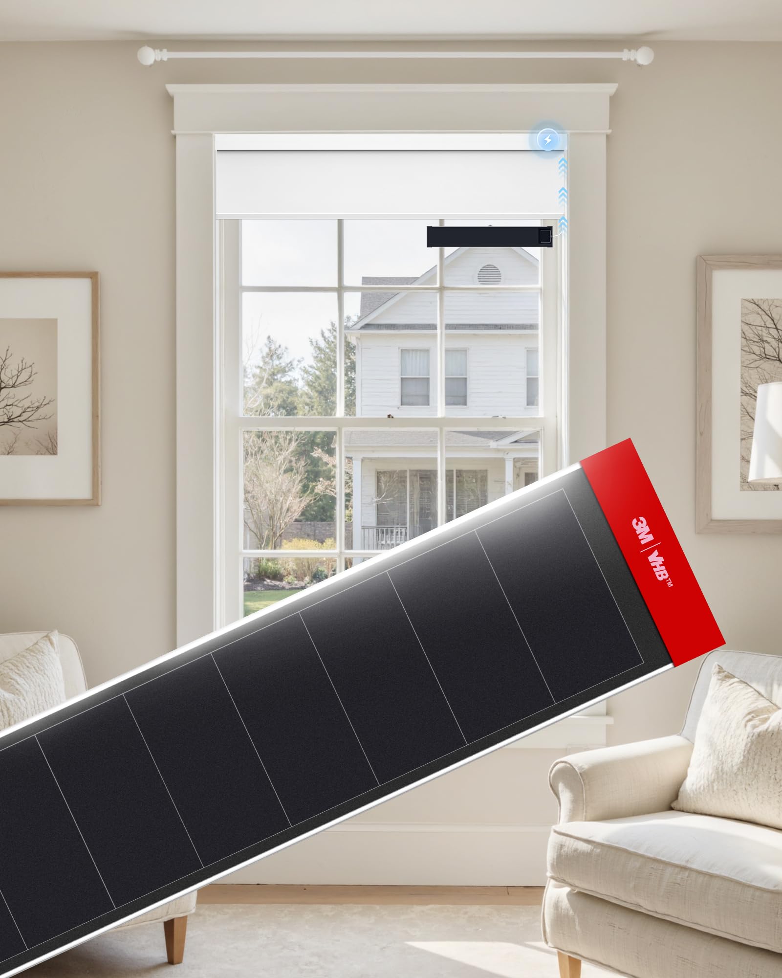 JaeJaes solar panel front view showing compact 3.4W design for easy window mounting.