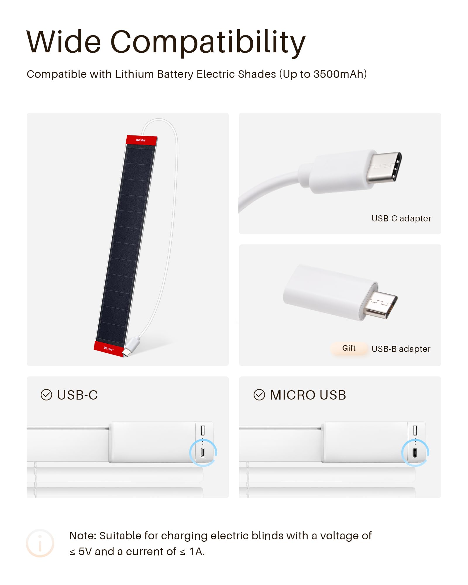 JaeJaes solar panel with USB-C connector for quick setup.