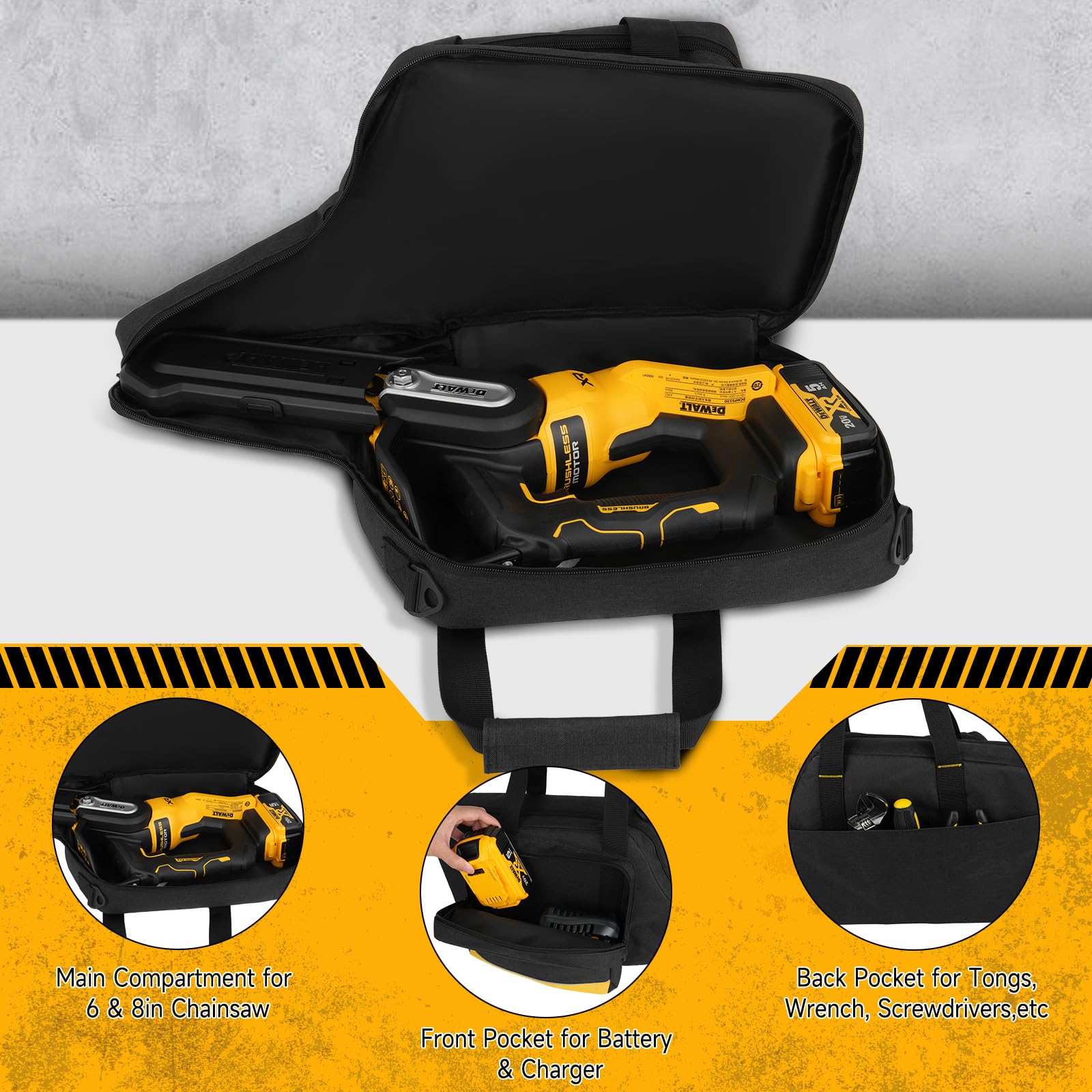 Bag features reflective tape and smooth zipper for on-site visibility and ease