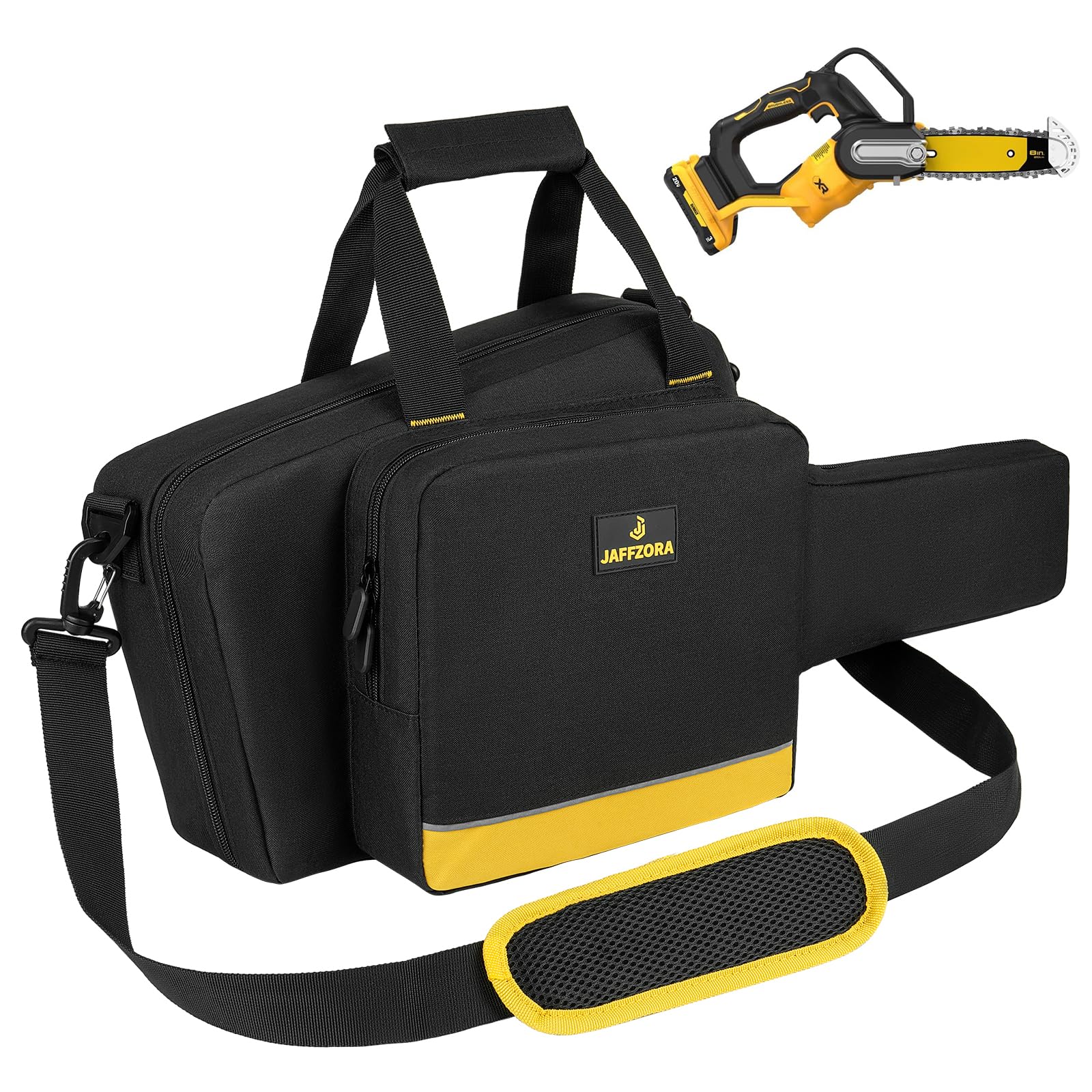 Jaffzora mini chainsaw case fits DEWALT 8-inch kit and protects tools outdoors