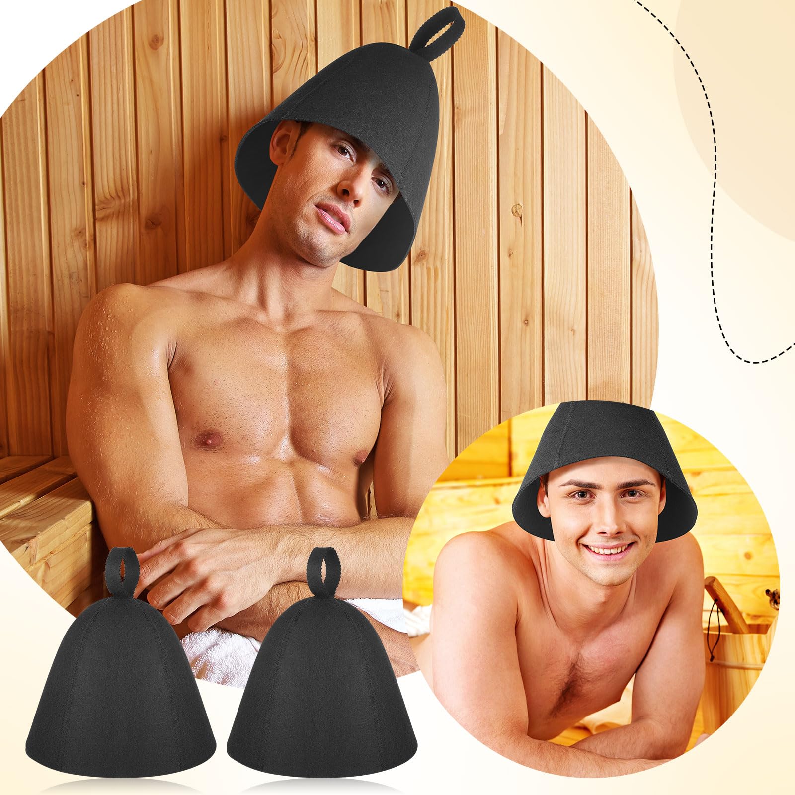 JaGely Russian Banya cap offers heat insulation for comfortable bathhouse wear.