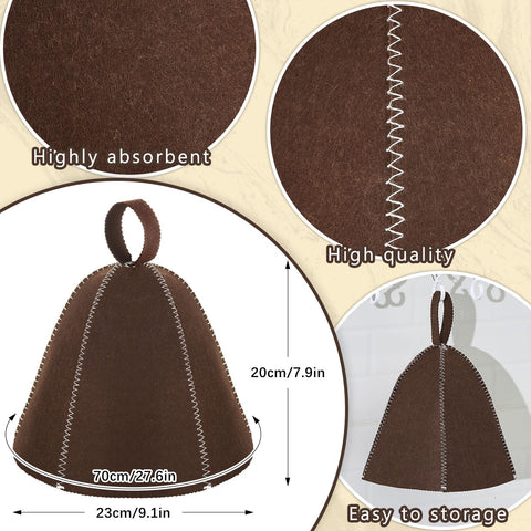JaGely sauna hat brown side view highlighting durable stitching and fit.