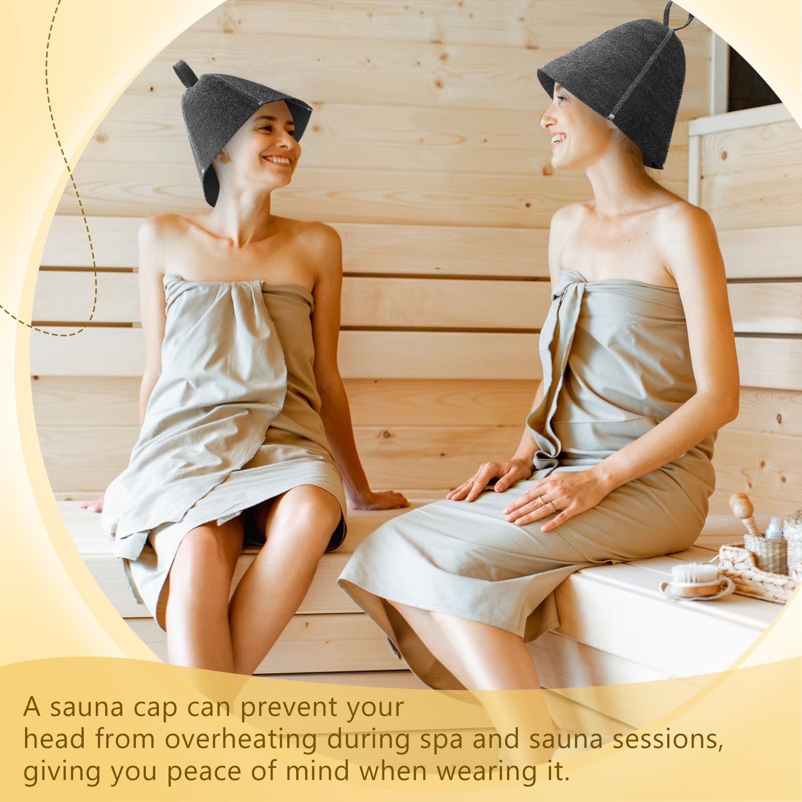 JaGely sauna hat stitching detail highlighting durable seams for long use.