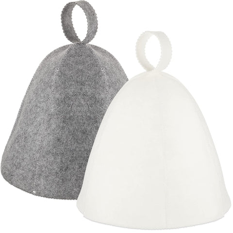 JaGely sauna hat gray front view protects hair during spa sessions.