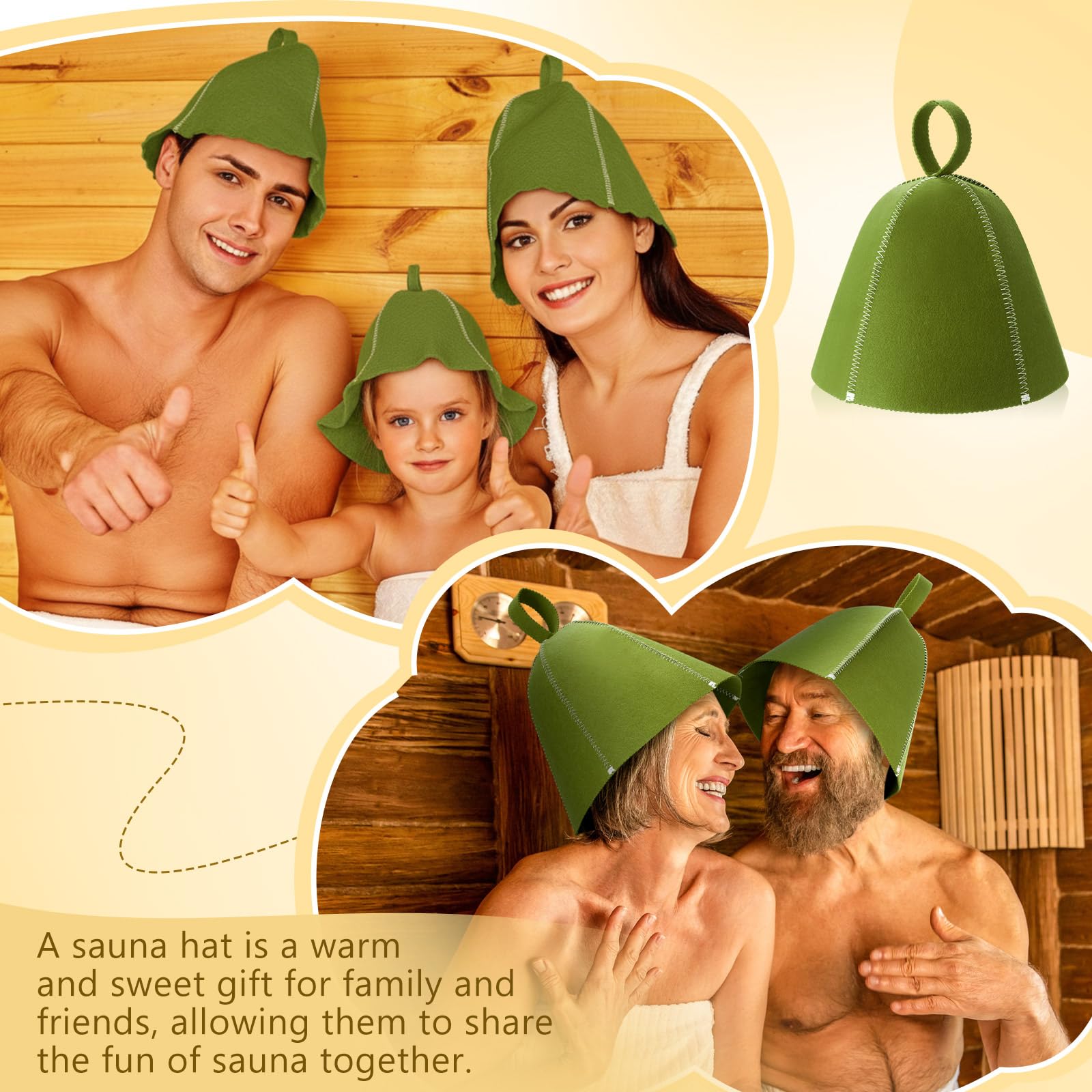 JaGely sauna hat with hanging loop for easy storage.