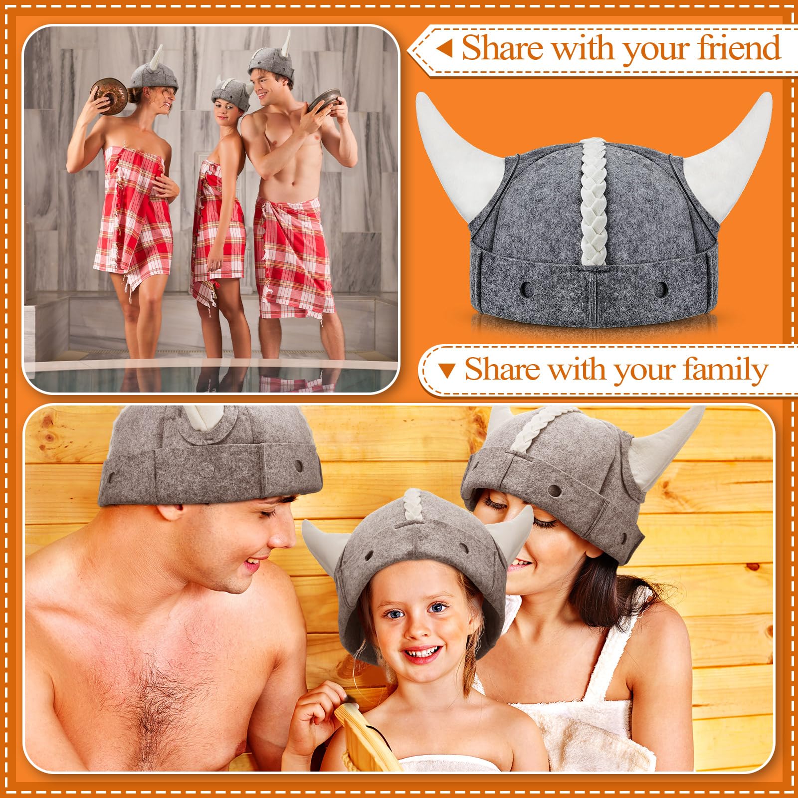 JaGely two-pack gray-white sauna hats in packaging, ready for use.