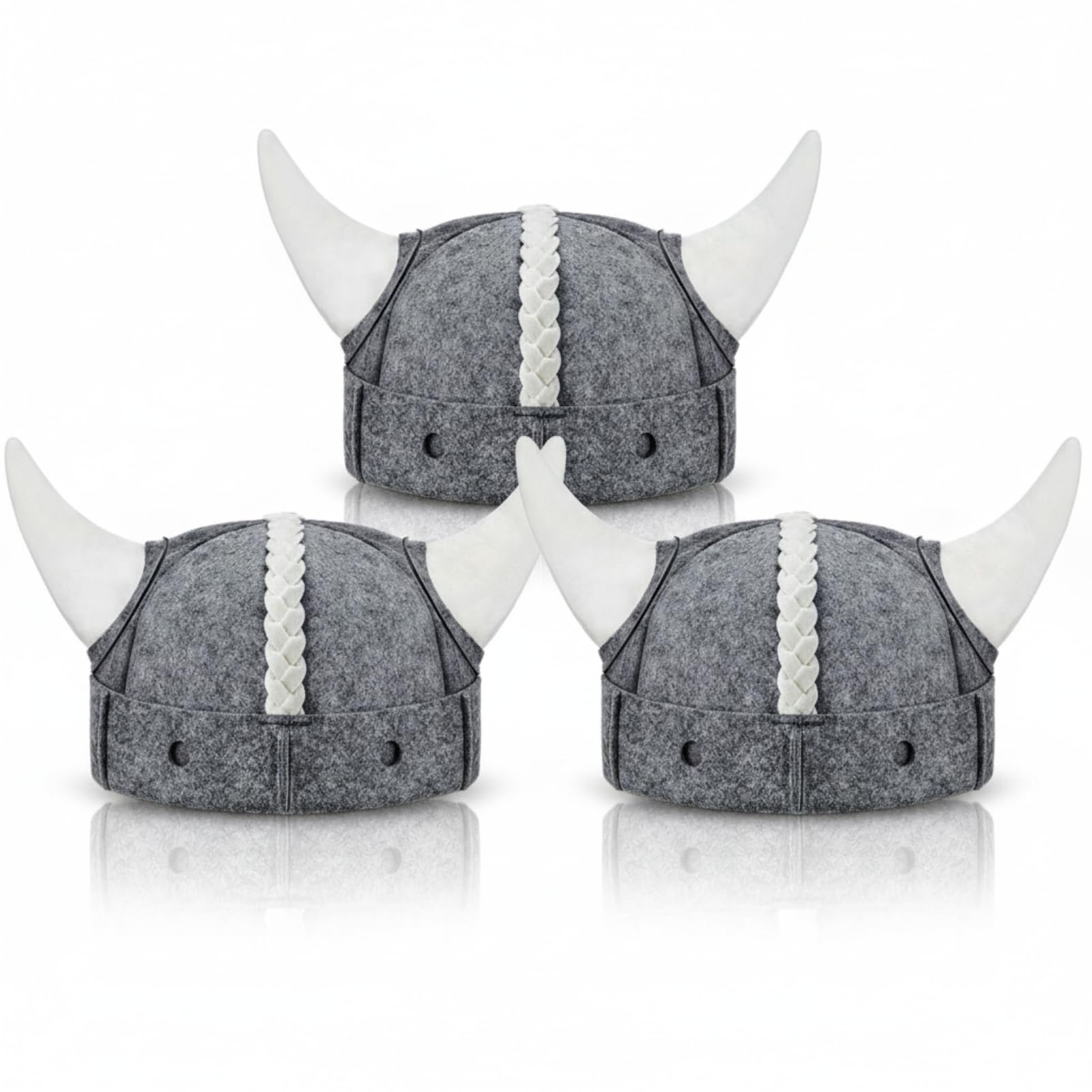 JaGely sauna hat with Viking horns, front view, stylish and functional.
